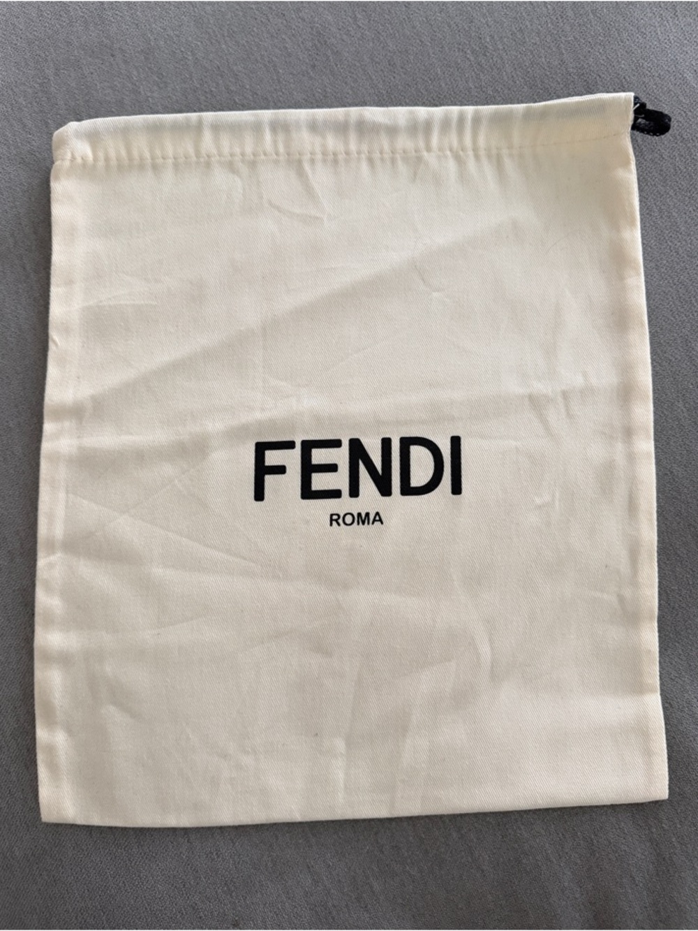 Fendi Cream Canvas Drawstring Pouch with Black Logo - Never Used